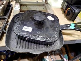 Two Technique cast iron pans one with lid. Not available for in-house P&P