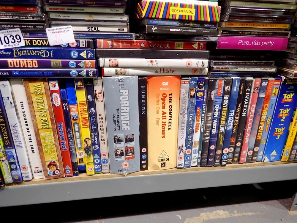 Shelf of DVD's, approx 200. Not available for in-house P&P