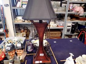 Hourglass shaped lamp with shade, H: 73 cm. Not available for in-house P&P