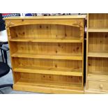 Four shelf pine bookcase, 122 x 28 x 122 cm H. Not available for in-house P&P