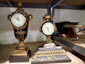 Two modern reproduction table clocks, in the Regency style. Not available for in-house P&P