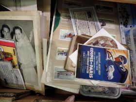 Box of cigarette cards etc. Not available for in-house P&P