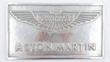 Polished aluminium Aston Martin wall plaque, L: 29 cm. UK P&P Group 2 (£20+VAT for the first lot and