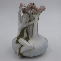 Austrian Vienna Turn porcelain nude vase, H: 22 cm, 2 fingers chipped. UK P&P Group 3 (£30+VAT for