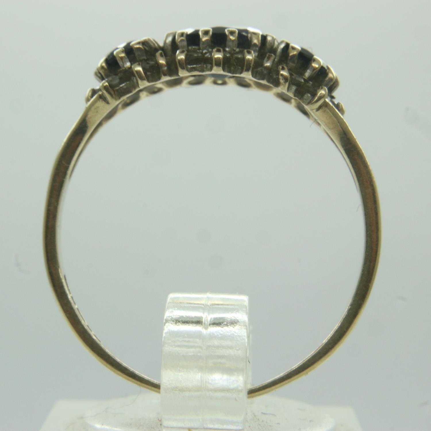 9ct gold ring set with sapphires and cubic zirconia, size Q, 1.9g. UK P&P Group 0 (£6+VAT for the - Image 2 of 3
