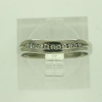 9ct white gold ring set with diamonds, size K, 2.2g. UK P&P Group 0 (£6+VAT for the first lot and £