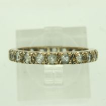 9ct gold stone set eternity ring, unmarked, size N, 2.2g. UK P&P Group 0 (£6+VAT for the first lot