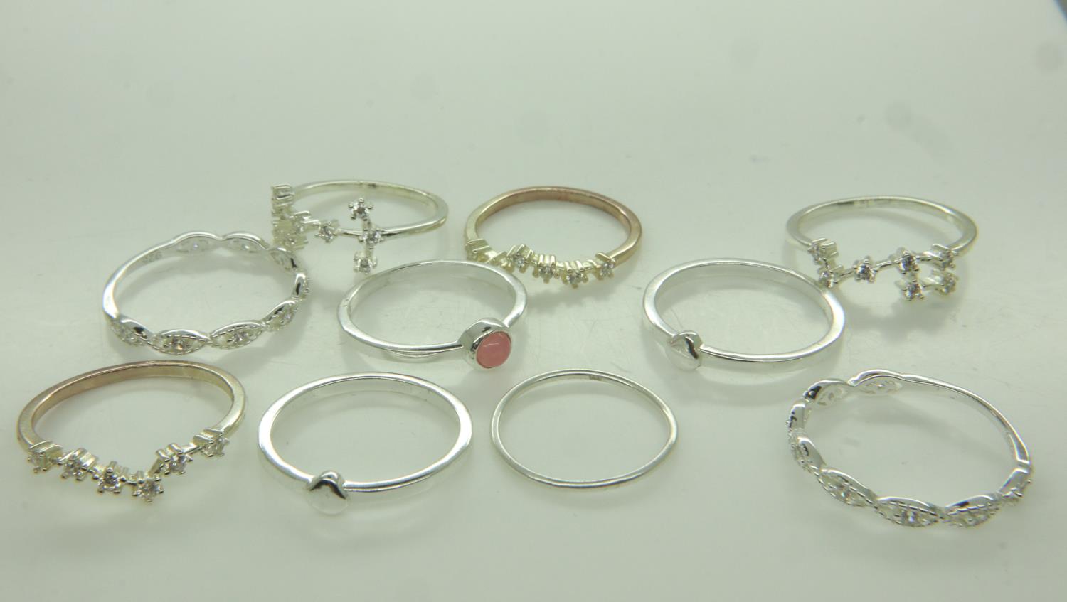 Ten 925 silver rings, combined 14g. UK P&P Group 1 (£16+VAT for the first lot and £2+VAT for