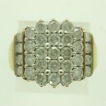 9ct gold cluster ring set with 1.5ct diamonds, size P, 5.7g. UK P&P Group 0 (£6+VAT for the first