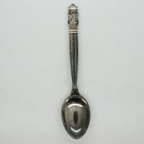Georg Jensen silver spoon, L: 10 cm, 15g. UK P&P Group 1 (£16+VAT for the first lot and £2+VAT for