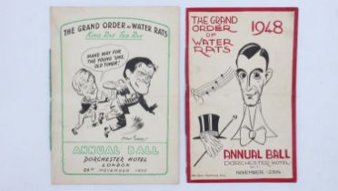Grand Order of Water Rats annual ball programmes, 1948-1950, both with multiple signatures. UK P&P