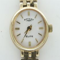 Rotary 9ct gold ladies wristwatch on 9ct gold bracelet, total 17g. UK P&P Group 0 (£6+VAT for the