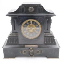 Large Victorian mantel clock, French pendulum movement, chiming on a gong. With 1885 dated
