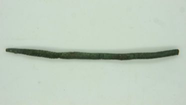 Circa 600AD, ornate bronze Anglo-Saxon eye/threading hook, L: 98mm. UK P&P Group 1 (£16+VAT for