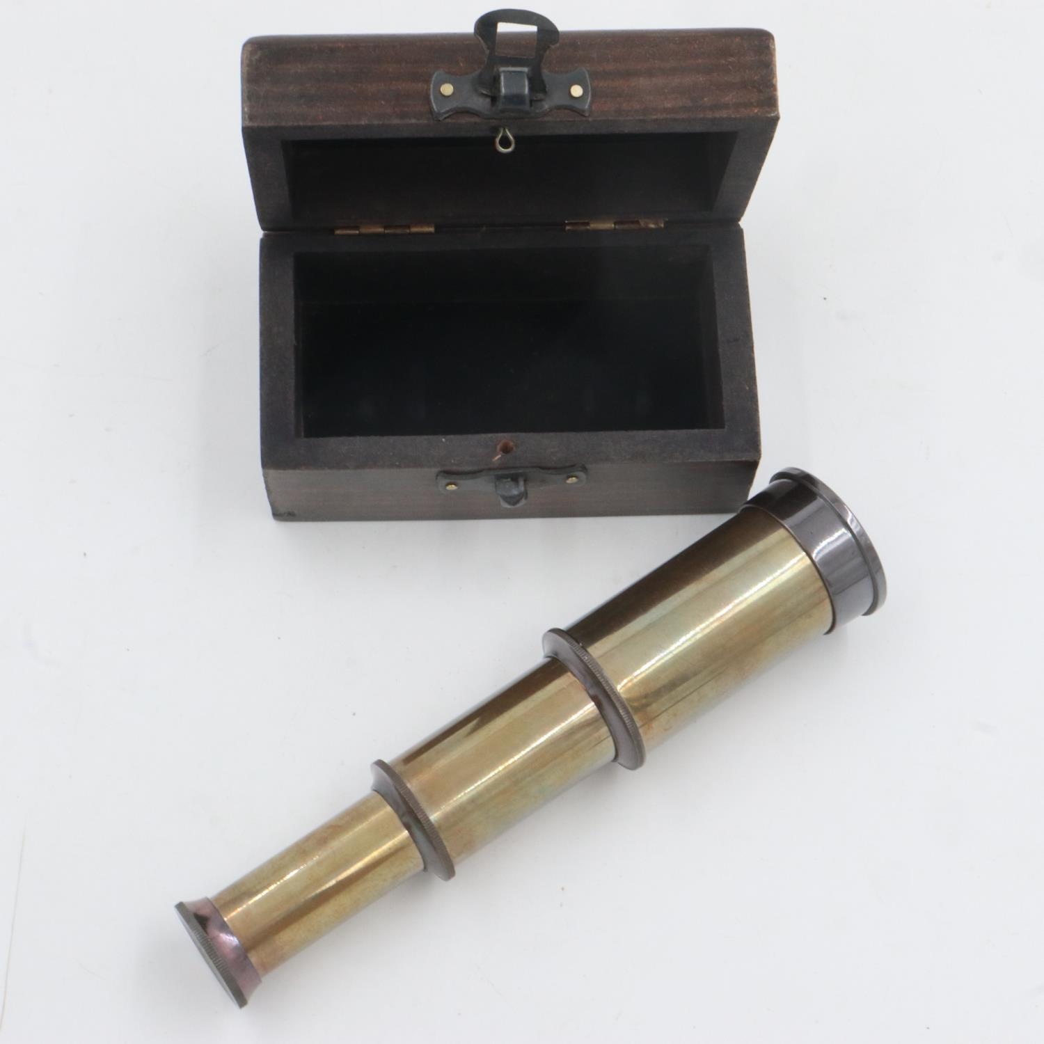 Boxed brass Victorian Marine two draw telescope, L: 16 cm. UK P&P Group 1 (£16+VAT for the first lot