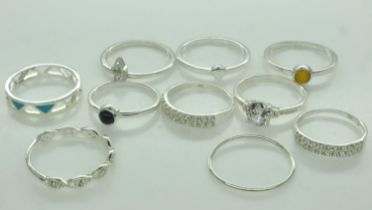 Ten 925 silver rings, combined 15g. UK P&P Group 0 (£6+VAT for the first lot and £1+VAT for