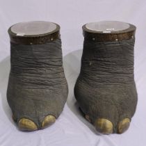 Pair of elephants feet converted into coffee tables - taxidermy interest, H: 49 cm. Not available