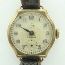 SMITHS: a 9ct gold cased ladies manual wind wristwatch, not working. P&P Group 0 (£6+VAT for the