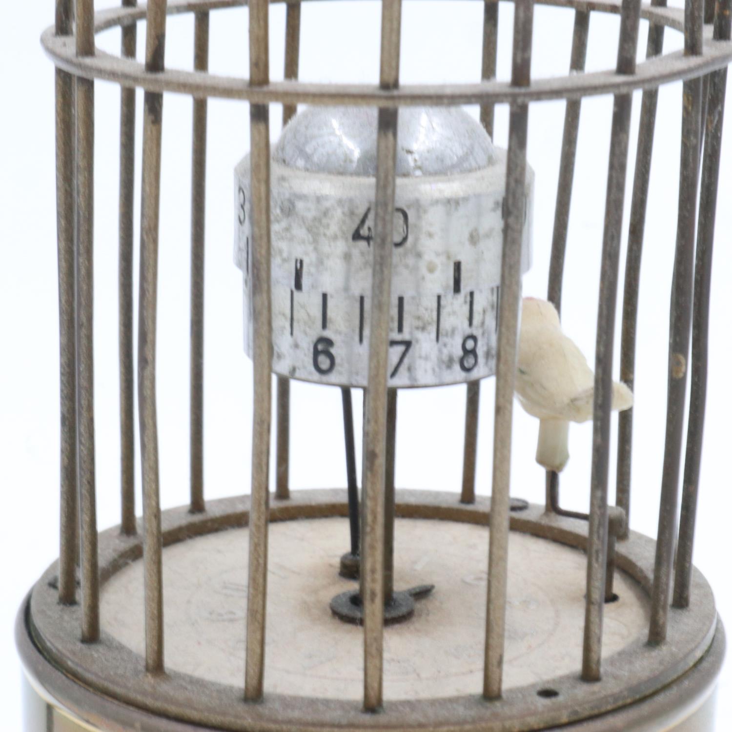 Brass bird cage clock, H: 15 cm. UK P&P Group 1 (£16+VAT for the first lot and £2+VAT for subsequent - Image 2 of 3