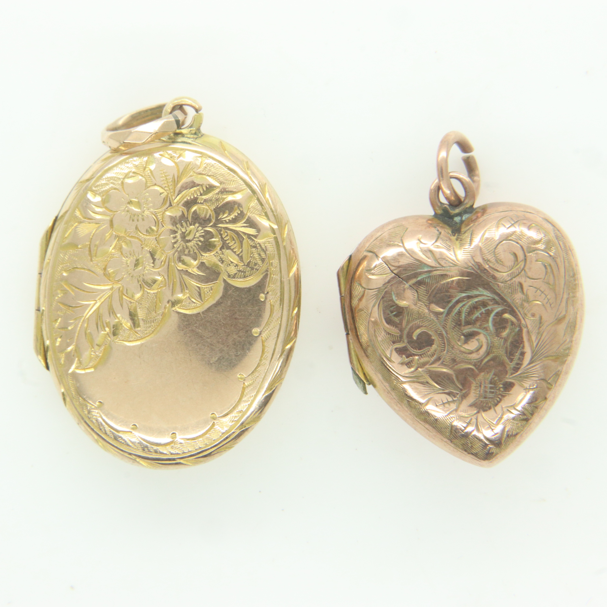 Two 9ct gold locket pendants, combined 4.8g. P&P Group 0 (£6+VAT for the first lot and £1+VAT for
