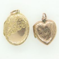 Two 9ct gold locket pendants, combined 4.8g. P&P Group 0 (£6+VAT for the first lot and £1+VAT for