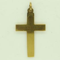 9ct gold cross pendant, 0.9g. P&P Group 0 (£6+VAT for the first lot and £1+VAT for subsequent lots)