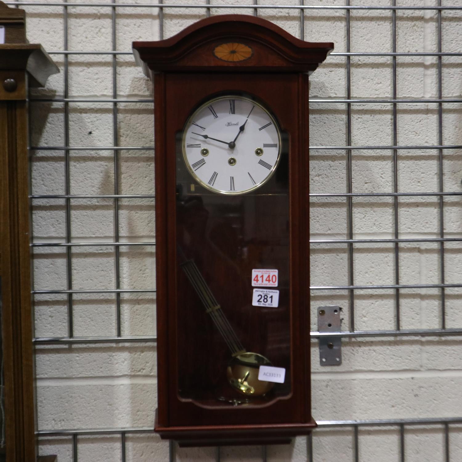 Hermle wall clock with Westminster chime, H: 60 cm. Not available for in-house P&P