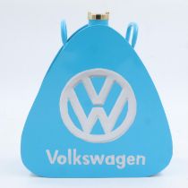 Light blue Volkswagen petrol can, H: 33 cm. UK P&P Group 3 (£30+VAT for the first lot and £8+VAT for