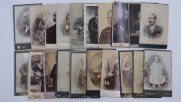 Twenty two Victorian photographic portraits, each 16 x 11 cm. UK P&P Group 1 (£16+VAT for the