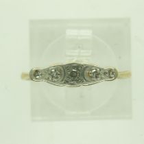 18ct gold five-stone diamond set ring, size M, 1.5g. P&P Group 0 (£6+VAT for the first lot and £1+