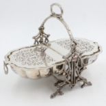 Silver plated Oyster dish, with inscription - 1st prize for Turnips 1914, H: 26cm. UK P&P Group