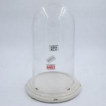 Large glass display dome on a circular ceramic base, H: 39 cm. Not available for in-house P&P