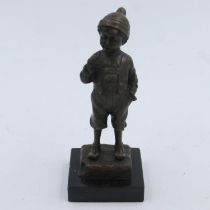 Julius Schmidt-Felling bronze figurine, Le Petit Femur, on a marble base, signed, H: 20 cm. UK P&P