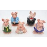 Full set of five NatWest pig money boxes, no cracks or chips. UK P&P Group 3 (£30+VAT for the