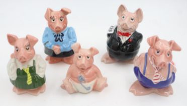 Full set of five NatWest pig money boxes, no cracks or chips. UK P&P Group 3 (£30+VAT for the