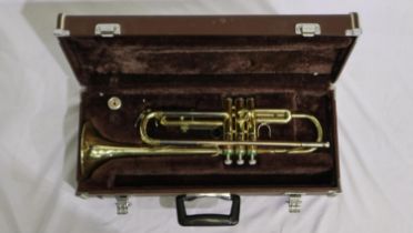 Cased Yamaha trumpet with mouthpiece, model number: YTR 2320E. UK P&P Group 3 (£30+VAT for the first