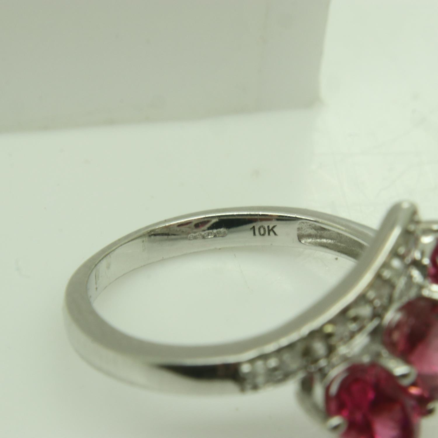 9ct white gold, tourmaline and diamond ring, size J, 2.7g. UK P&P Group 0 (£6+VAT for the first - Image 3 of 3