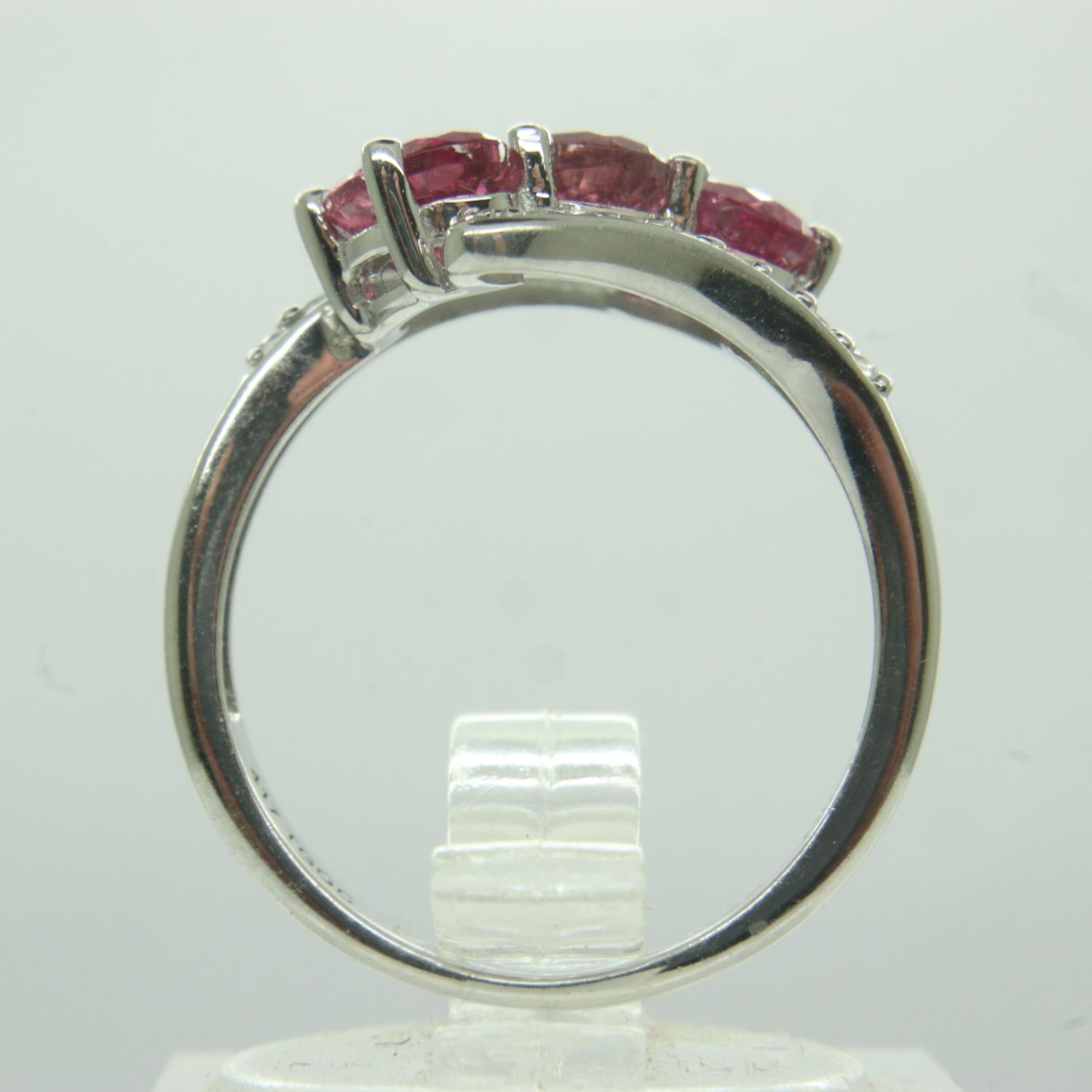 9ct white gold, tourmaline and diamond ring, size J, 2.7g. UK P&P Group 0 (£6+VAT for the first - Image 2 of 3
