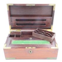 Walnut stationary box with inkwell and brass fittings, 47 x 29 x 18 cm H. UK P&P Group 3 (£30+VAT