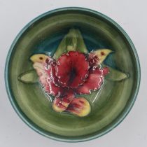 Moorcroft green footed bowl in the Orchard pattern, D: 12 cm. UK P&P Group 1 (£16+VAT for the