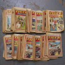 Shelf of approximately 120 Tiger magazines, 1970's. UK P&P Group 3 (£30+VAT for the first lot and £