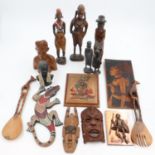 A collection of Tribal Art and souvenir items, largest H: 32 cm. UK P&P Group 2 (£20+VAT for the