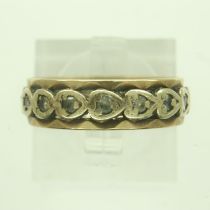 9ct gold stone set eternity ring, unmarked, size O, 3.3g, damage to some stones. P&P Group 0 (£6+VAT