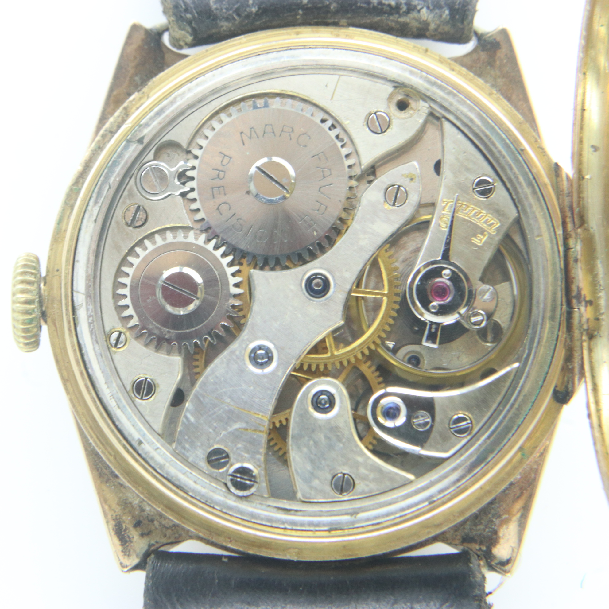 MARC FAVRE: a 9ct gold cased gents manual wind wristwatch, not working at lotting. P&P Group 0 (£6+ - Image 3 of 4