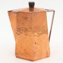Arts & Crafts period planished copper coffee pot, unmarked. UK P&P Group 1 (£16+VAT for the first