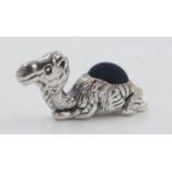 Silver camel form pin cushion, L: 55 mm. UK P&P Group 1 (£16+VAT for the first lot and £2+VAT for