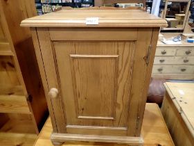 Pitch pine bedside locker. Not available for in-house P&P