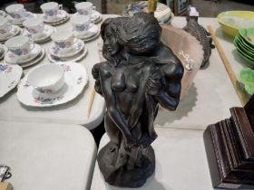 Study Of Love resin figurine, couple embraced, 34cm H. UK P&P Group 3 (£30+VAT for the first lot and