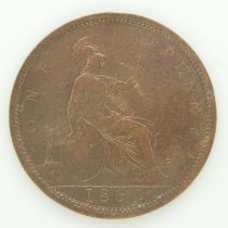 1862 penny of Queen Victoria - nVF grade. UK P&P Group 0 (£6+VAT for the first lot and £1+VAT for