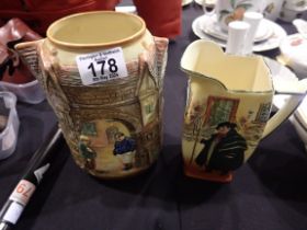 Royal Doulton Dickens Ware Fatboy vase, and Tony Weller jug. Not available for in-house P&P